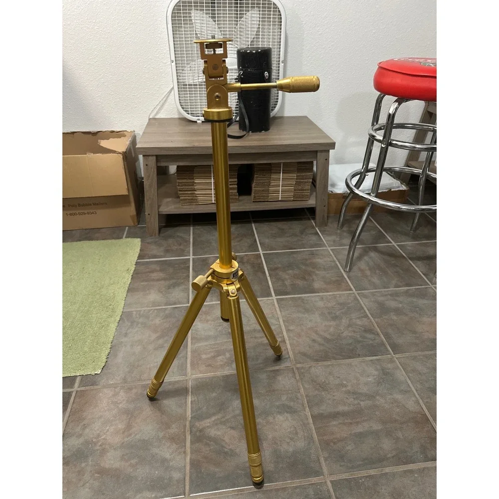 Vintage Gold Tiltall Junior Tripod by Uniphot Corp Made in USA Camera Stand